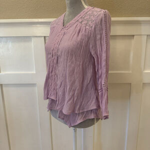 Style & Co Size PP Pastel Purple Lavender Romantic Boho Style Tunic Blouse